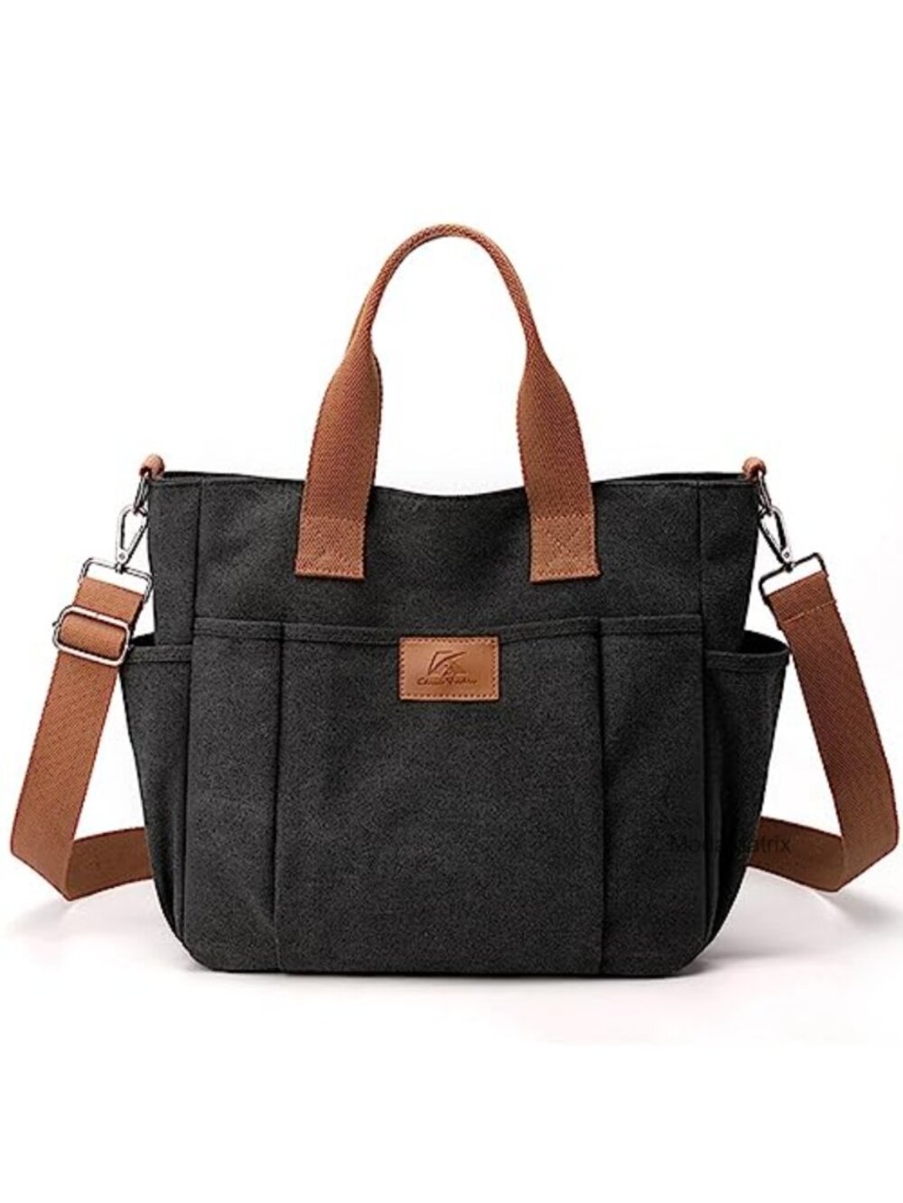 Canvas Tote Bag Lightweight Crossbody Purse Water Bottle Pocket